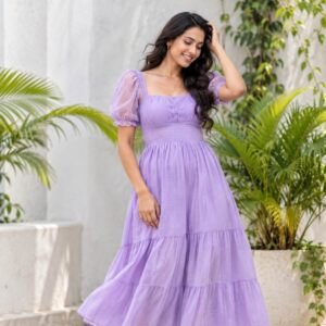 Linen Blend Dress - Lavendar
