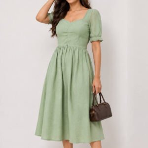 Linen Blend Dress - Sage Green